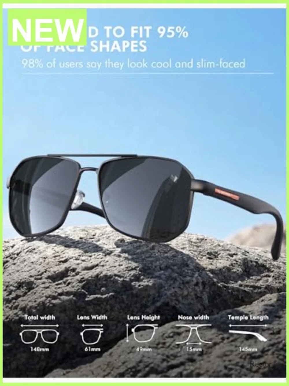 Square Aviator Sunglasses Polarized UV400 Polygon Shades Accessories